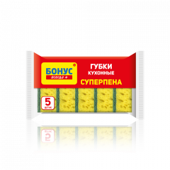 БОНУС Губки кухонні крупнопористі "Суперпіна" 5шт