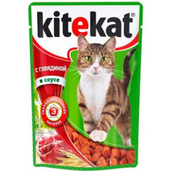 KITEKAT Корм для котів пауч Яловичина в соусі 100г