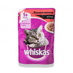 WHISKAS Корм для котів яловичина в соусі 100г